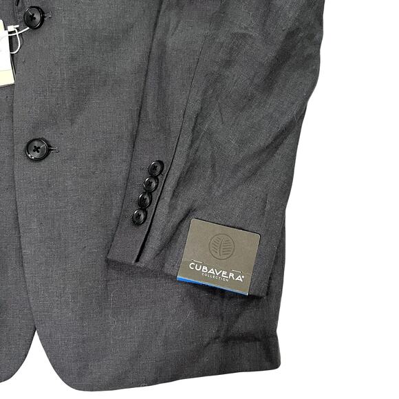 Cubavera Men's Classic-Fit Solid Delave Linen Sport Coat Sz XL- Blackened Pearl - Picture 4 of 7